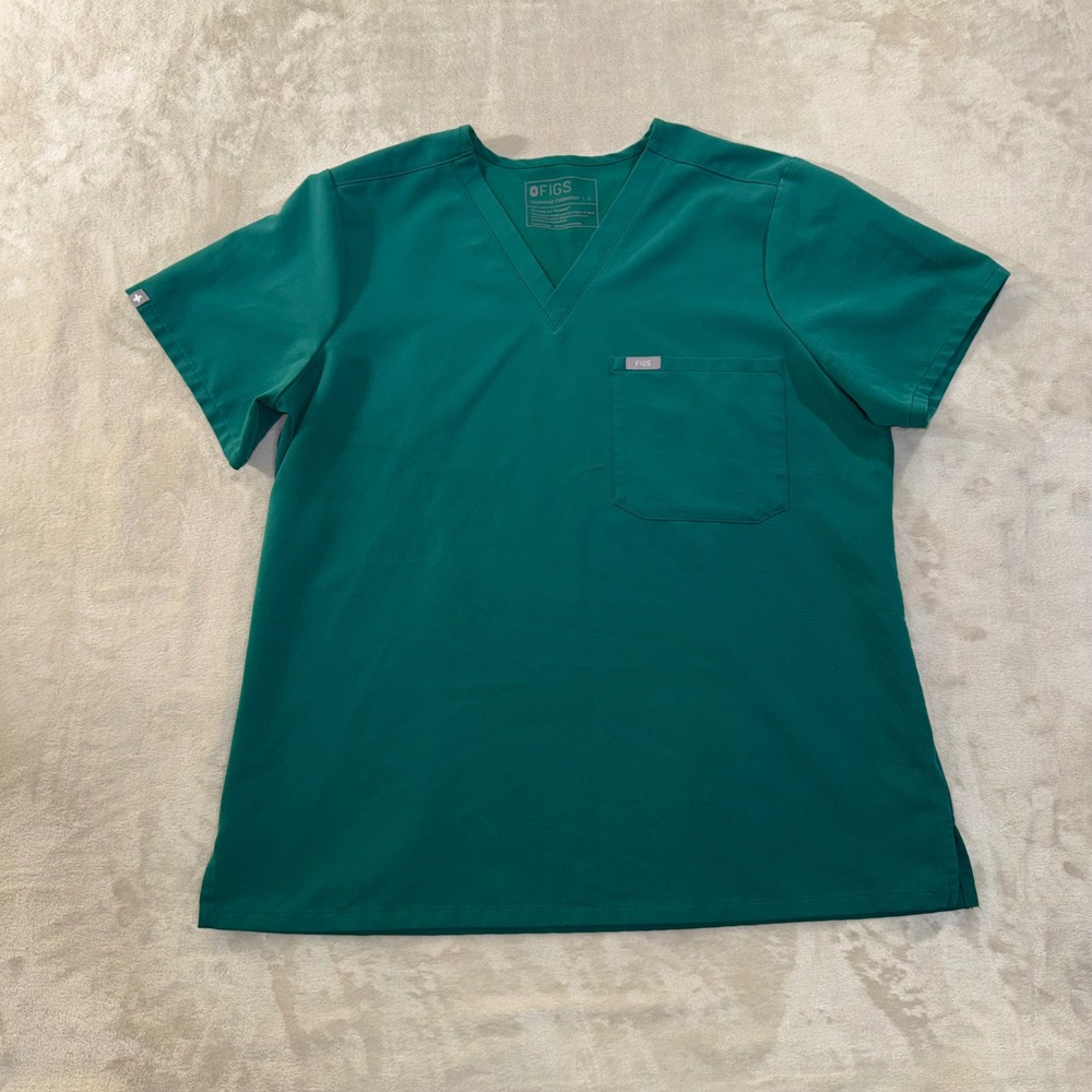 FIGS Casma V-Neck Scrub Top Hunter Green Technical Collection L 1000211